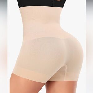 High-Waisted Beige Shapewear Shorts